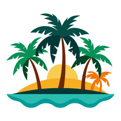 tropical island with palm trees
