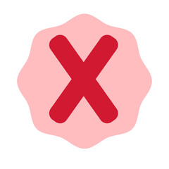 Obraz premium Bold red cross icon inside abstract wavy shape, suitable for modern UI design, rejection symbol, or error status representation.