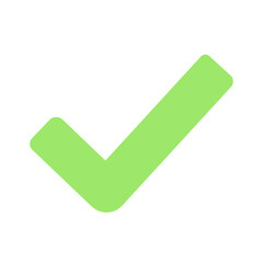2d  Large green checkmark on a white background, used to represent validation, approval, correctness, or successful completion in digital design or print.