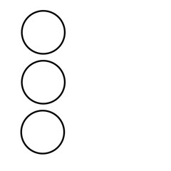  Three vertically stacked black circle outlines on white 2d background, showcasing abstract geometric alignment, balance, and minimalist design for visual concepts.