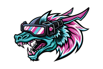 Techno-Fantasy Chinese Dragon Esports Mascot Logo for T-shirts & Streamer Branding
