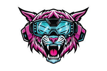 Obraz premium Techno-Fantasy Tiger Esports Mascot Logo for T-shirts & Streamer Branding
