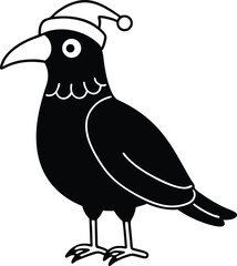 Obraz premium cartoon vector full body wear a christmas hat crow (1).eps
