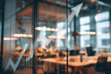 Abstract graph on office glass