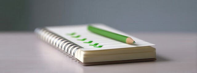 Planner book with goals and green checkmarks, Financial independence