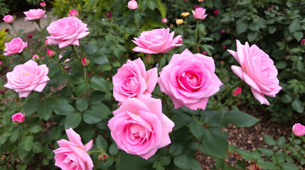 Pink roses in a garden