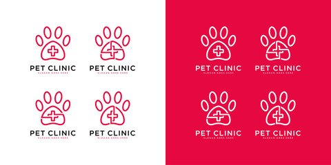 PET PAW CLINIC MEDICAL LOGO VECTOR