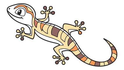 Fototapeta premium Cute Striped Cartoon Lizard Illustration Isolated on White. Adorable Gecko Character with Earth Tone Patterns, Perfect for Children's Designs, Educ...