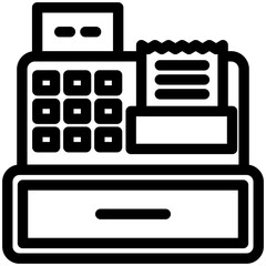 Cashier black outline, mini illustration icon. use for modern concept, print, UI, UX kit, web and app development. Vector related to commerce, retail, marketing and shopping.