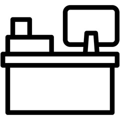 Cashier black outline, mini illustration icon. use for modern concept, print, UI, UX kit, web and app development. Vector related to commerce, retail, marketing and shopping.