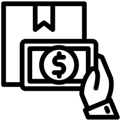 Cash Payment black outline, mini illustration icon. use for modern concept, print, UI, UX kit, web and app development. Vector related to commerce, retail, marketing and shopping.