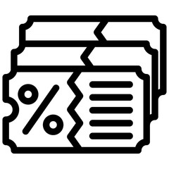 Coupon Code black outline, mini illustration icon. use for modern concept, print, UI, UX kit, web and app development. Vector related to commerce, retail, marketing and shopping.