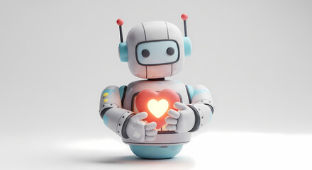 Obraz premium Loving Robot: 3D Render of a Caring AI Companion