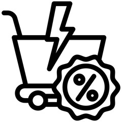 Flash Sale black outline, mini illustration icon. use for modern concept, print, UI, UX kit, web and app development. Vector related to commerce, retail, marketing and shopping.
