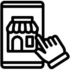 Ecommerce black outline, mini illustration icon. use for modern concept, print, UI, UX kit, web and app development. Vector related to commerce, retail, marketing and shopping.