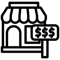 Market Price black outline, mini illustration icon. use for modern concept, print, UI, UX kit, web and app development. Vector related to commerce, retail, marketing and shopping.
