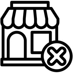 Closed Store black outline, mini illustration icon. use for modern concept, print, UI, UX kit, web and app development. Vector related to commerce, retail, marketing and shopping.