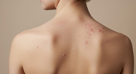 Back View of Person with Skin Redness and Bumps on Neutral Studio Backdrop