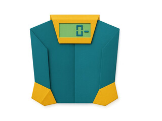 Origami paper digital medical scale icon with clean, modern look and transparent background. Generative AI