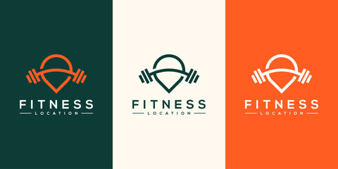 fitness location logo vector design