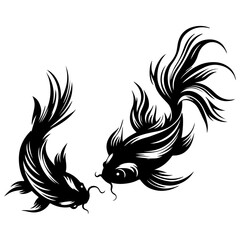 Black Two Koi Fish 