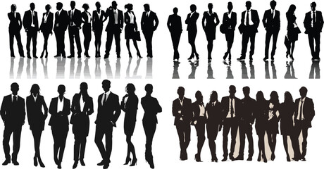 Business people silhouettes stand together eps