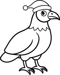 cartoon vector full body wear a christmas hat hawk.eps