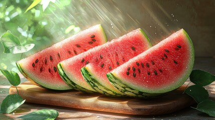 Fresh watermelon slices bathed in sunlight (1)