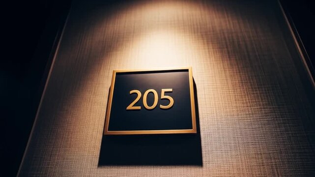 Hotel Room 205 Sign on Textured Wall