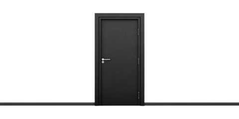 Closed Black Door Isolated on Transparent Background PNG
Modern Black Closed Door Isolated on White Background for Architectural Design
