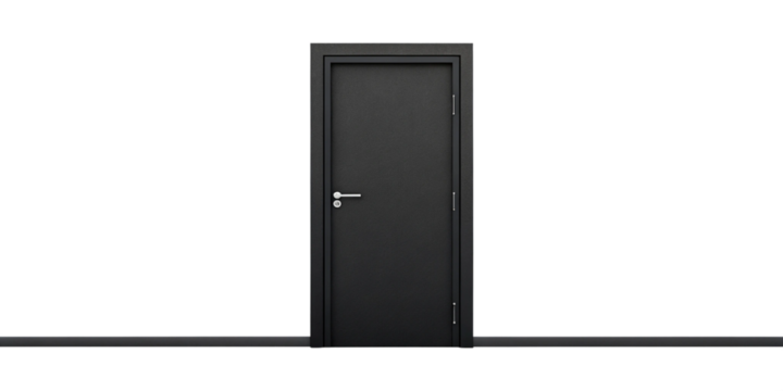 Closed Black Door Isolated on Transparent Background PNG
Modern Black Closed Door Isolated on White Background for Architectural Design
