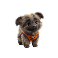 Adorable Halloween Puppy in Festive Harness - 3D Rendered Cartoon Dog