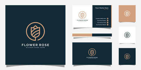 rose flower logo vector design and business card design