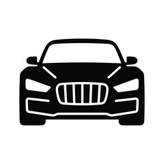 Naklejka premium Sleek black sports car front view icon