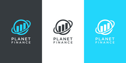 planet finance marketing logo design vector