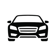 Front view silhouette of a modern car