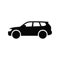 Black silhouette of a modern suv on a white background