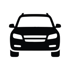 Simple black silhouette of a modern suv front view