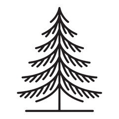 Obraz premium Monochrome Outlined Coniferous Tree Illustration Forest Icon Nature Symbol Simple Black and White Evergreen Design