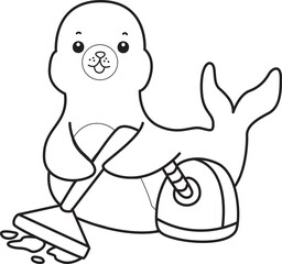 Coloring pages of cute seal sticker illustrations.