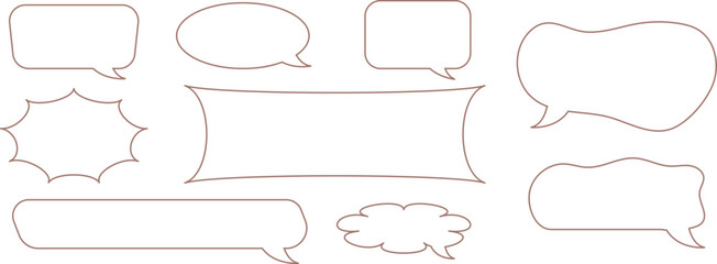 Obraz premium Hand-drawn speech bubble set featuring various cartoon-style outlines for messages, comics, and doodle text. Ideal for fun communication, graphic design, and playful creative projects.