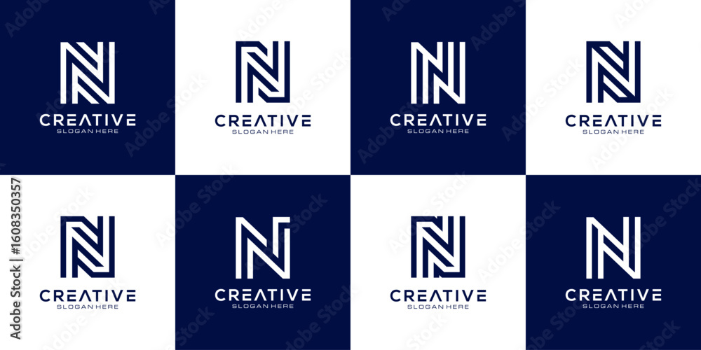 Fototapete set of initial n abstract logo vector template