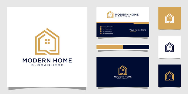 build house logo with line art style. home build abstract for logo and business card design