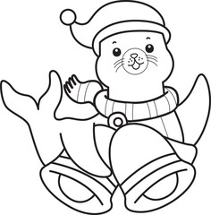 Coloring pages of cute seal sticker illustrations.