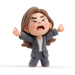 Cartoon Businesswoman Expressing Frustration