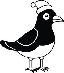 cartoon vector full body wear a christmas hat myna (1).eps