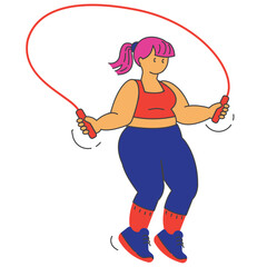 plus size women skipping rope workout illustration