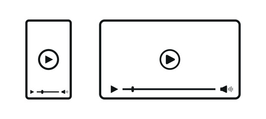 Video player window icon. media player frame symbol. online streaming computer and mobile screen png and vector illustration on transparent background