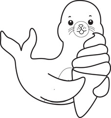 Coloring pages of cute seal sticker illustrations.