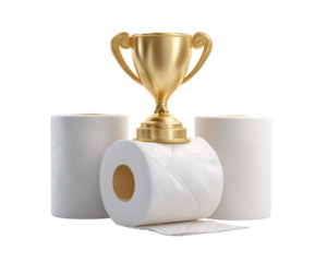 Golden trophy on rolls